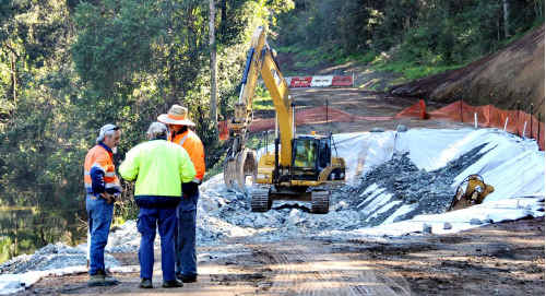 The main Muster access route, Amamoor Creek Rd (pictured with landslip damage under repair recently) is open again, Gympie Regional Council announced yesterday. The main Muster access route, Amamoor Creek Rd (pictured with landslip damage under repair recently) is open again, Gympie Regional Council announced yesterday.